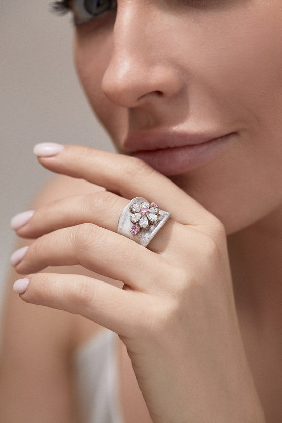 J Fine Floral Diamond Band