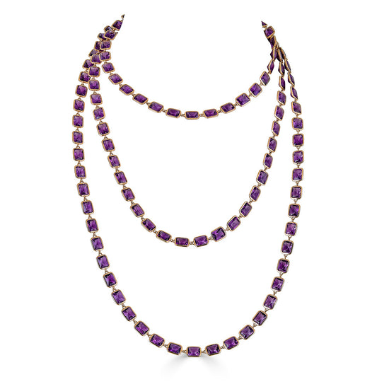 Piranesi Pietra Emerald Cut Purple Amethyst Necklace 72"