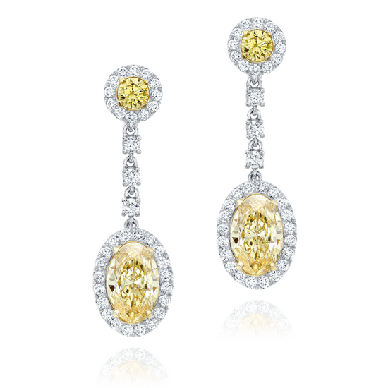 Yellow Diamond Dangle Earrings