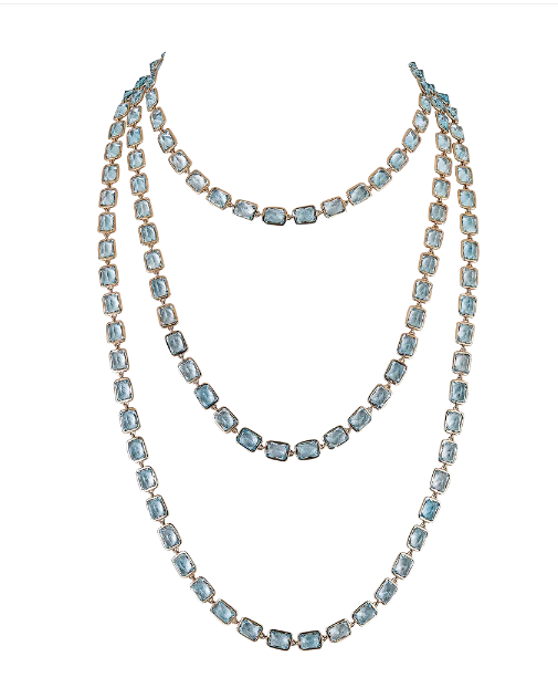 Piranesi Emerald Cut Blue Topaz Necklace