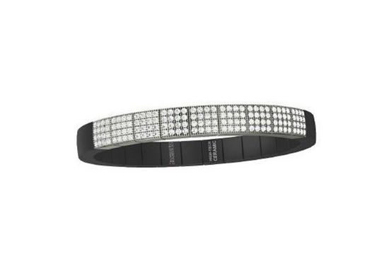 Roberto Demeglio Matte Black Ceramic Stretch Bracelet with 9 Diamond Stations