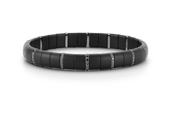 Roberto Demeglio Pura Black Ceramic Bracelet with Diamond Sections