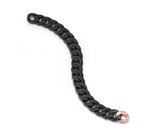 Roberto Demeglio Groumette Matte Black Ceramic Bracelet with One Gold Link