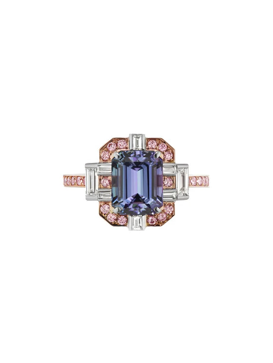 J Fine Square Emerald Cut Tanzanite Ring
