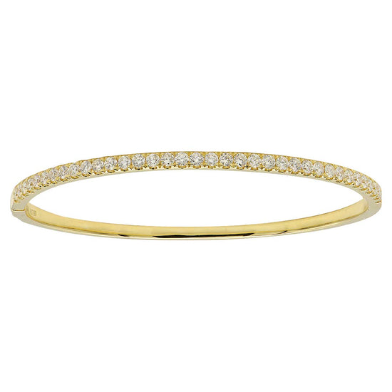 Timeless 18K yellow gold bangle adorned with 36 round-cut white diamonds