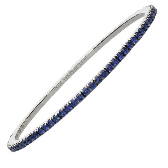 2.54 ct tennis bracelet features 88 round-cut blue sapphires with 18K white, yellow, or rose gold