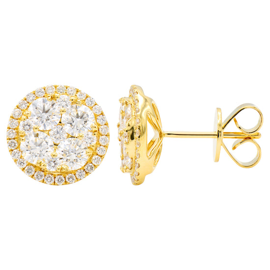 Diamond Cluster Studs in Yellow Gold