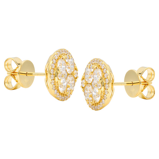 Diamond Cluster Studs in Yellow Gold