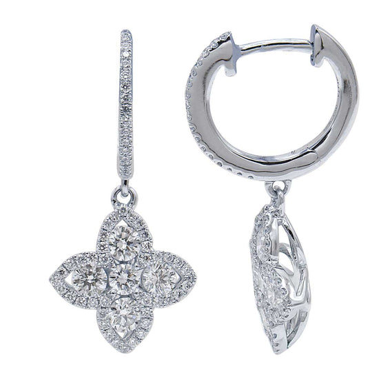 Diamond Floral Hoop Earrings