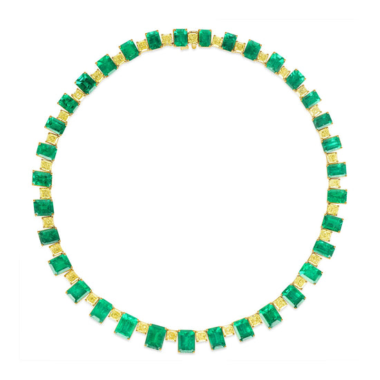 Emerald and Yellow Diamond Necklace