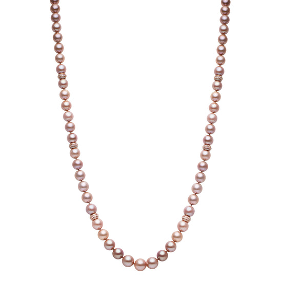 Pink Pearl and Diamond Necklace