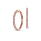 18K pink gold diamond dome hoop earrings embellished with brilliant and rose cut argyle pink, gray, blue, and white diamonds