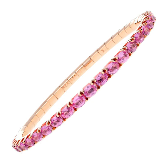 10.20 ct oval cut pink sapphire tennis bracelet with hand picked pink sapphires