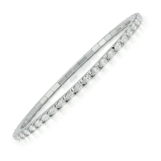 5.22 ct white diamond stretch tennis bracelet with 52 pear-shaped diamonds