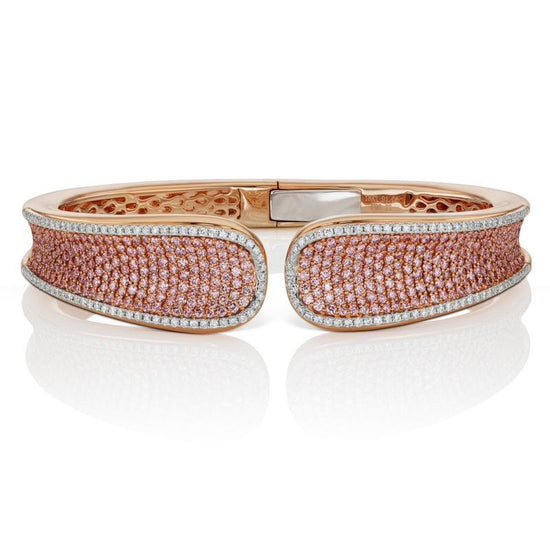 Cuff bracelet featuring 3.15 ct of argyle pink diamonds and an edge of 1.01 ct of white diamonds